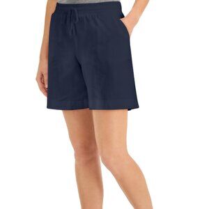 NEW! Karen Scott Sport Shorts‎ PP Intrepid Blue Drawstring Pockets
